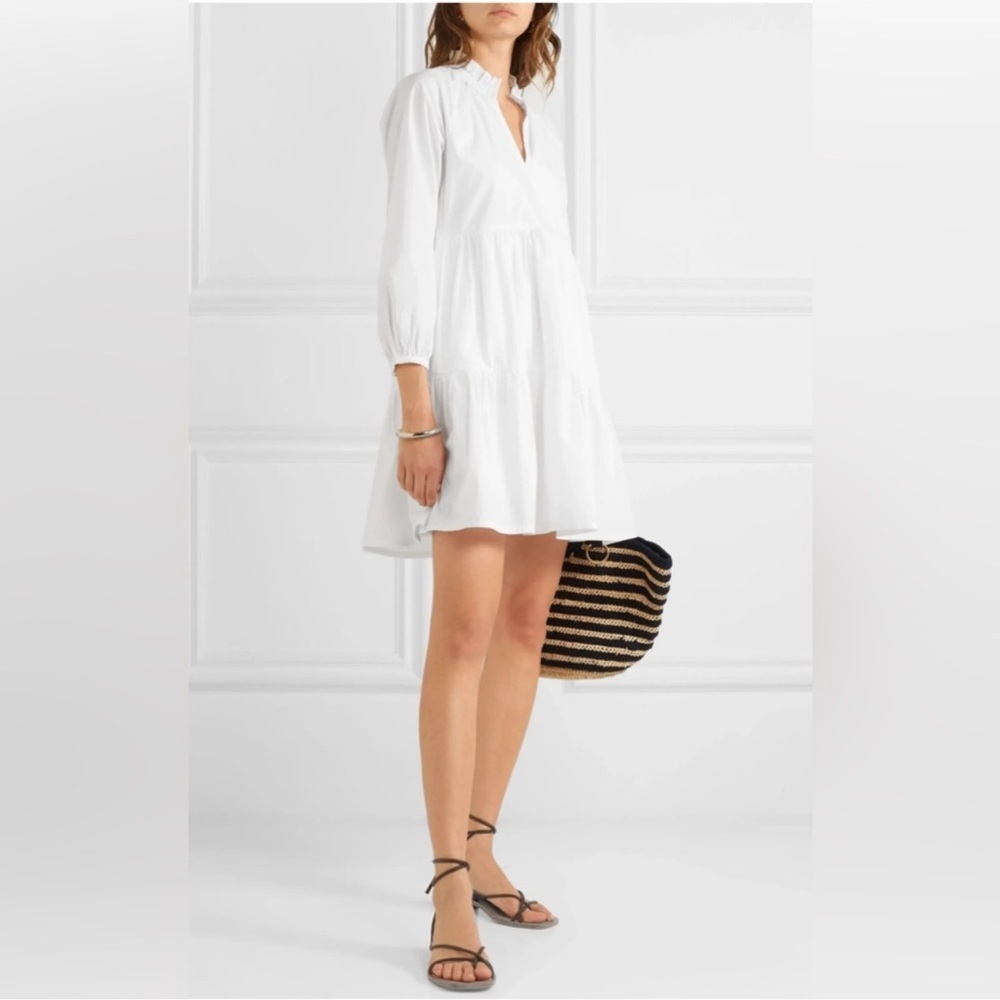 J.Crew Tiered Popover Cotton Poplin Dress In White Size S